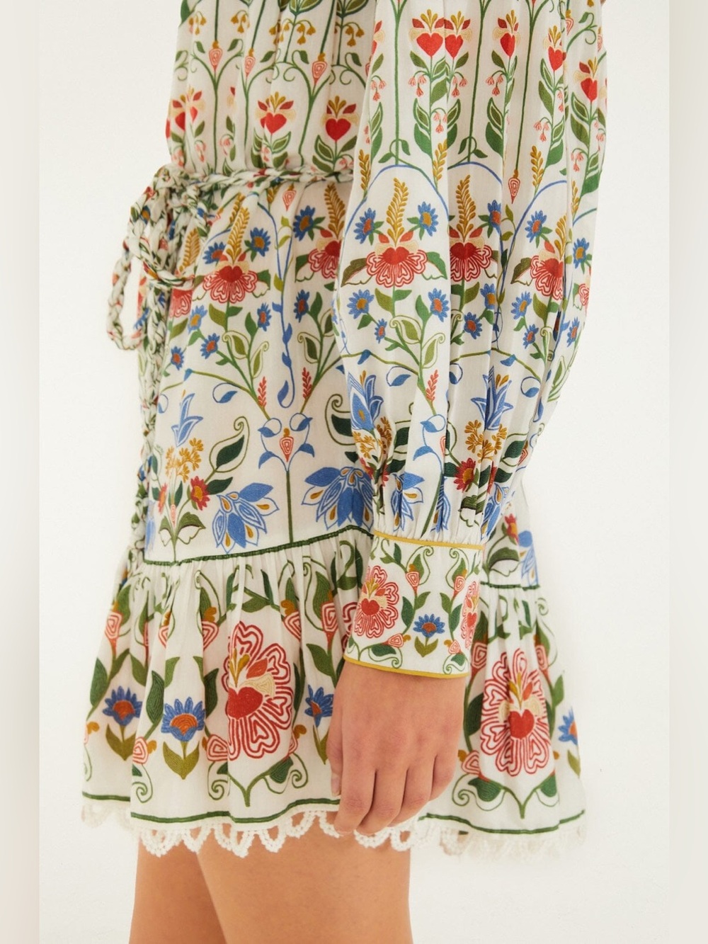 ‼️NEW Farm Rio Off-White Stitched Garden Floral Mini Dress - Picture 5 of 10